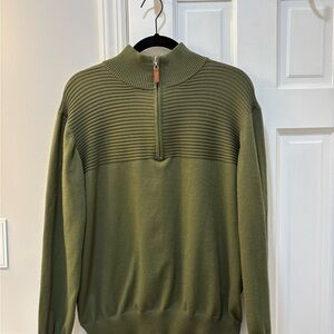 Olive Green Men's Sweater Quarter-Zip